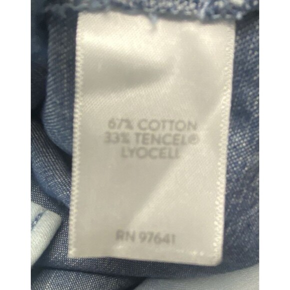 J.Jill Tunic Top Womens M Ombre Blue Chambray Dip Dyed Button‎ Front Denim - Picture 10 of 11